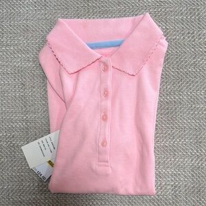Nautica Girls Pink Polo with Scalloped Collar